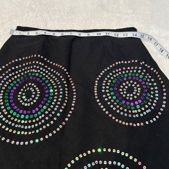 Edward Skirt Womens Sz 8 Black Linen Sequin Blend‎ Maxi Fully Lined Minimalist - Picture 4 of 7